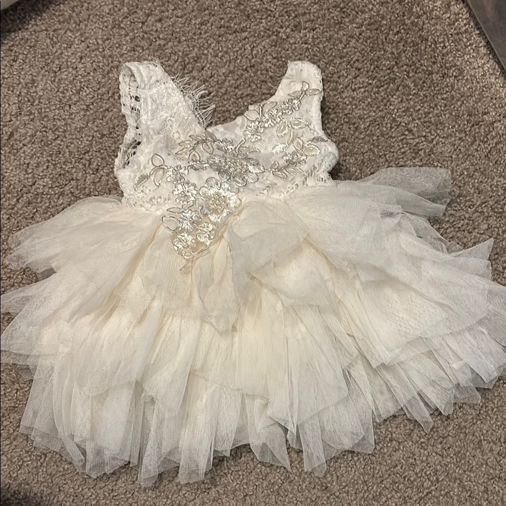 Elegant White Lace Tulle Dress